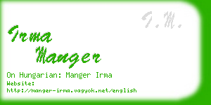 irma manger business card